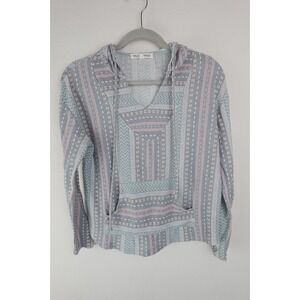 Wallflower Baja‎ Hoodie Boho Aztec Stripe Pullover Kangaroo Pocket L